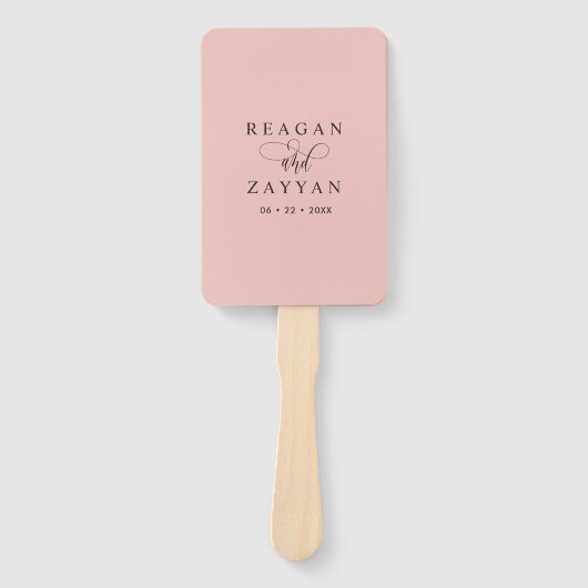 Zacht koraal roze minimalistische bruiloft program handwaaier (Voorkant)