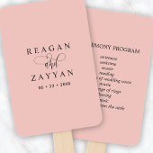 Zacht koraal roze minimalistische bruiloft program handwaaier