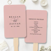 Zacht koraal roze minimalistische bruiloft program handwaaier