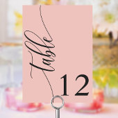 Zacht koraal roze moderne kalligrafie bruiloft kaart