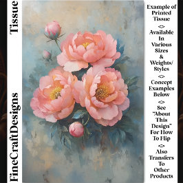 Zacht Koraal Roze Pioenbloei & Buds CR2 Decoupage Tissuepapier