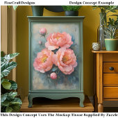 Zacht Koraal Roze Pioenbloei & Buds CR2 Decoupage Tissuepapier