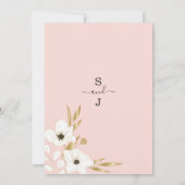 Zacht koraal wit luxe gouden bloemen bruiloft kaart (Achterkant)