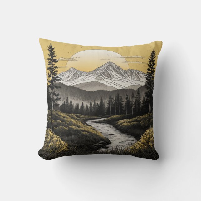 Zacht kussen met Majestic Mountain Range Design (Voorkant)