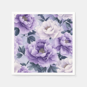 Zacht lavendel en violet botanisch patroon servet
