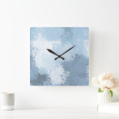 Zacht leisteen blauw Abstract Vierkante Klok (Huis)
