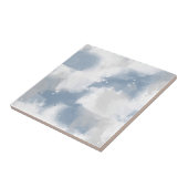 Zacht leisteen Blauw grijs en Wit Abstract penseel Tegeltje (Zijkant)