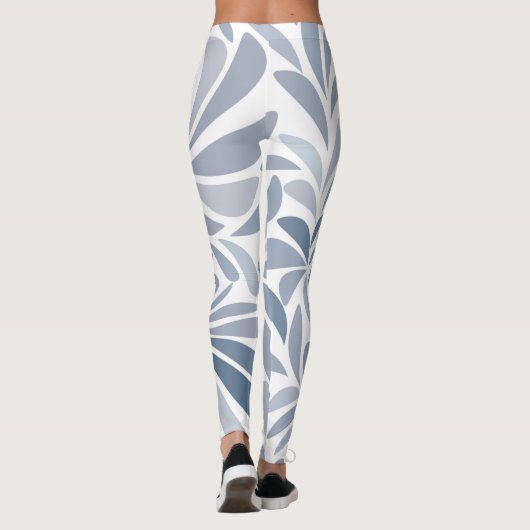 Zacht Licht Blauw Grijs Geometrisch Leggings (Achterkant)