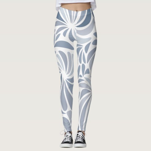 Zacht Licht Blauw Grijs Geometrisch Leggings (Voorkant)