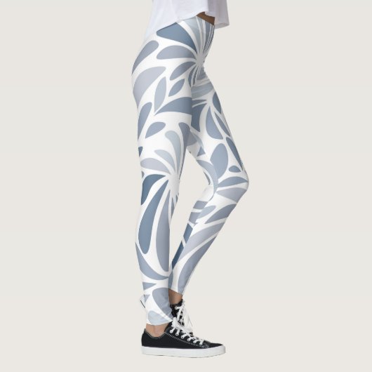 Zacht Licht Blauw Grijs Geometrisch Leggings (Rechts)