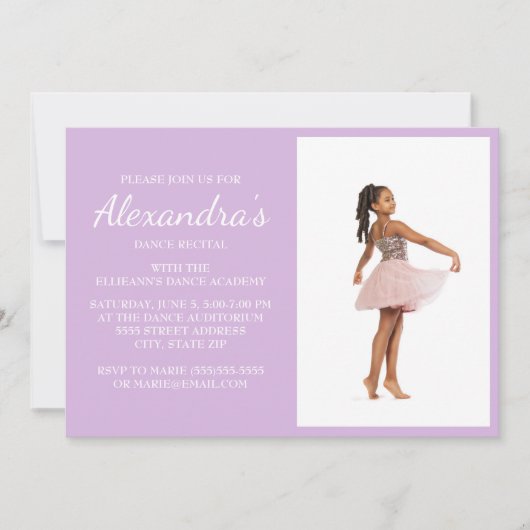 Zacht licht Paarse dansoverweging Foto uitnodigen Kaart (Voorkant)