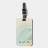 Zacht lichtaqua blauw en gouden gele zwammen bagagelabel (Voorkant verticaal)