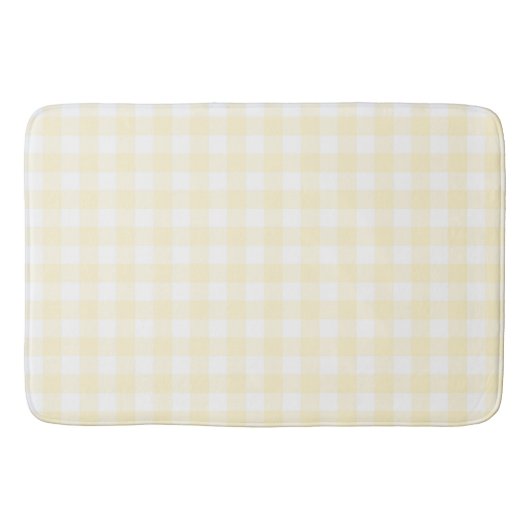 Zacht lichtgele Gingham Buffalo Check Plaid Badmat (Voorkant)