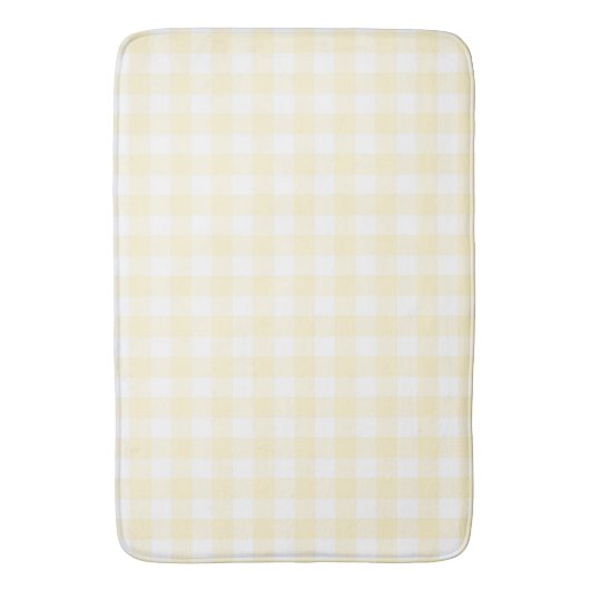 Zacht lichtgele Gingham Buffalo Check Plaid Badmat (Voorkant Verticaal)