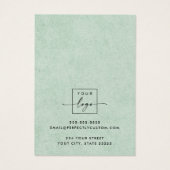 Zacht lichtgroene textuur oordekkaart visitekaartje (Achterkant)