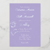 Zacht Lila & Echt Zilverfolie Huwelijksuitnodiging Folie Uitnodiging (Voorkant)