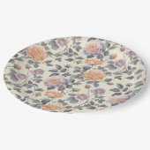  zacht lila en oranje bloemontwerp papieren bordje (Gekanteld)