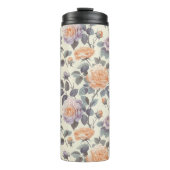  zacht lila en oranje bloemontwerp thermosbeker (Voorkant)