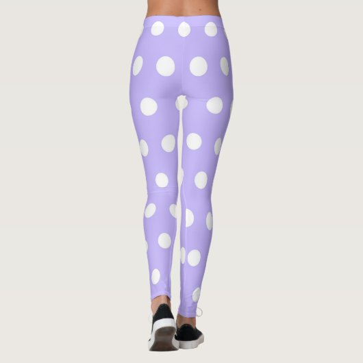 Zacht Lila en Witte Polka Dot Patroon Girly Schatt Leggings (Achterkant)
