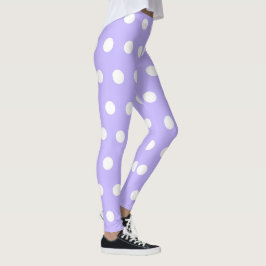 Zacht Lila en Witte Polka Dot Patroon Girly Schatt Leggings