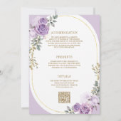 Zacht Lila Paarse Bloemengoud Alles in één bruilof Kaart (Achterkant)