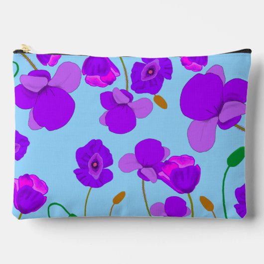 Zacht Lila Poppy Flowers op bord-blauw Etui (Voorkant)