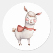 Zacht Llama Valentijnsdag Label, Valentijn Ronde Sticker (Voorkant)