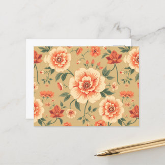 Zacht majestueus stoffig roze floral  patroon briefkaart