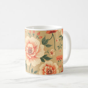 Zacht majestueus stoffig roze floral patroon koffiemok