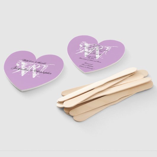 Zacht Mauve Lila Chic Monogram Weddenschap Program Handwaaier (Niet-gemonteerd)