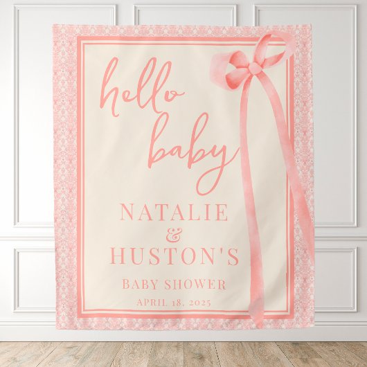 Zacht Meisje Bloemen Romantisch Blush Roze Bow Coq Wandkleed