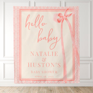 Zacht Meisje Bloemen Romantisch Blush Roze Bow Coq Wandkleed