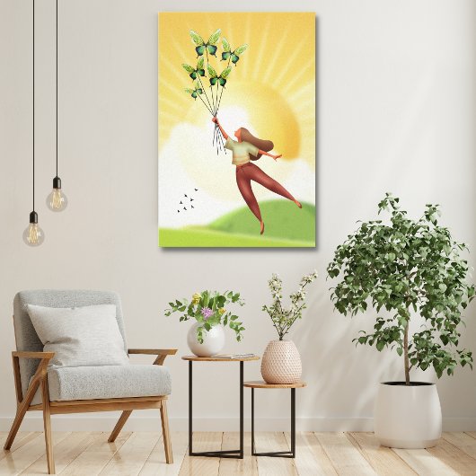 Zacht | Meisje met Butterflies Canvas Kunst