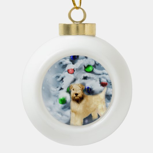 Zacht met wieltjes kerstmis keramische bal ornament (Voorkant)