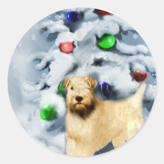 Zacht met wieltjes kerstmis ronde sticker (Voorkant)