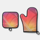 Zacht neon gelaagd Abstract Ontwerp Ovenwant & Pannenlap Set (Voorkant)