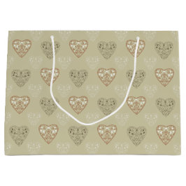 Zacht neutraal hart gepatterd groot cadeauzakje