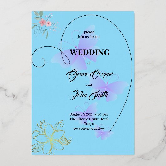 ZACHT ONTWERP MET HARTGRENS FOLIE UITNODIGING (Voorkant)