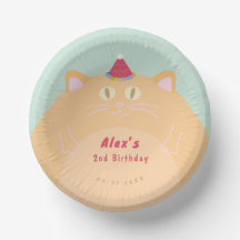 Zacht Oranje Kat 2e Verjaardag Papieren Bord