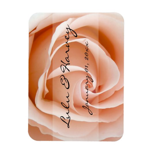 Zacht Oranje Roos Personal Wedding Magneet (Verticaal)