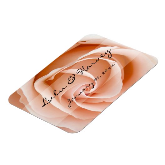 Zacht Oranje Roos Personal Wedding Magneet (Linkerzijde)