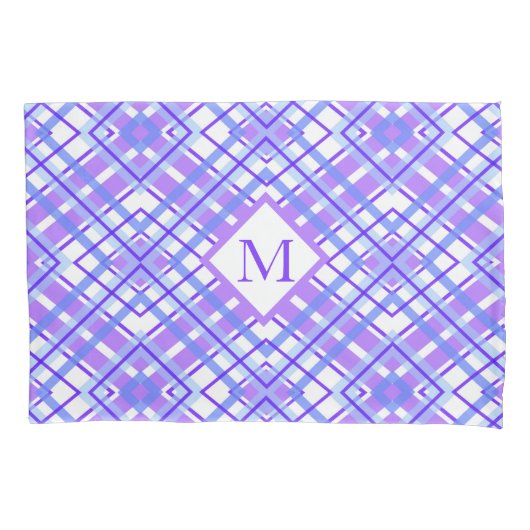 Zacht Paars blauw geplakt pastel monogram personal Kussensloop (Voorkant)