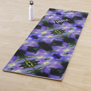 Zacht Paars Clematis-bloempatroon, aangepast Yogamat