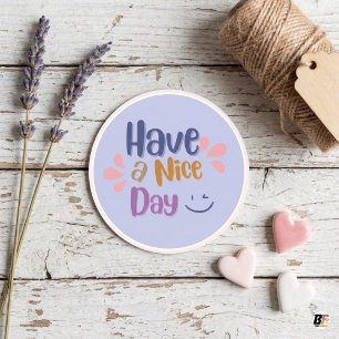 Zacht Paars Eenvoudig Vintage "Prettige Dag" Ronde Sticker