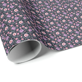 Zacht Paars en Roze Bloemmotief Cadeaupapier