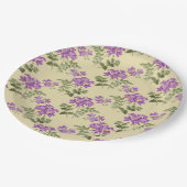 Zacht Paars Violet Patroon op Bleek Antiek geel Papieren Bordje (Gekanteld)