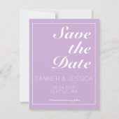 Zacht Paars & wit sparen de Code van de Datum QR Save The Date (Voorkant)