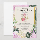Zacht Paarse en Bloemige High Tea Portret Kaart (Voorkant / Achterkant)