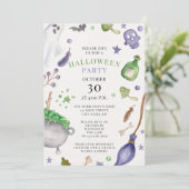 Zacht Paarse en Groene Waterverf Halloweenfeestje Kaart (Staand voorkant)