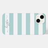 Zacht pastel Blauwgroen wit gestreept Patroongrijs Case-Mate iPhone Case (Achterkant (horizontaal))